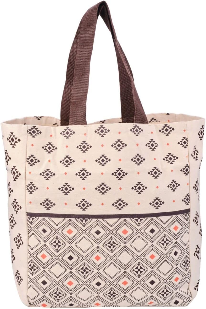 Earthsave Multipurpose Reusable Jola Bags Unisex Shopping Bag | Off white & Brown Color