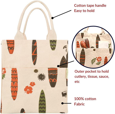 earthsave Insulated Lunch Bag for Office Women & Men (Orange & White) | Eco-Friendly Canvas Tiffin Bags for School, Cotton Drawstring Lunch Bag for Kids| Cloth Lunch Box Bags | Surfer Lunch Bag earthsave Insulated Lunch Bag for Office Women & Men (Orange & White) | Eco-Friendly Canvas Tiffin Bags for School, Cotton Drawstring Lunch Bag for Kids| Cloth Lunch Box Bags | Surfer Lunch Bag