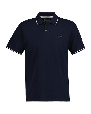 GANT Men's Tipping Ss Pique Rugger Polo Shirt, Evening Blue, 3XL GANT Men's Tipping Ss Pique Rugger Polo Shirt, Evening Blue, 3XL