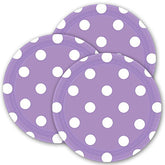 Lavender Dots Dessert Paper Plates Color Party Disposable Tableware, Round, 7", Pack of 8.