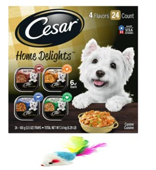 Cesar Home Delights Soft Wet Dog Food Pot Roast & Vegetable, Beef Stew, Turkey Potato & Green Bean, and Hearth Chicken & Noodle Variety Pack, 3.5 Ounce (Pack of 24), Easy Peel Trays with a Mouse Toy Cesar Home Delights Soft Wet Dog Food Pot Roast & Vegetable, Beef Stew, Turkey Potato & Green Bean, and Hearth Chicken & Noodle Variety Pack, 3.5 Ounce (Pack of 24), Easy Peel Trays with a Mouse Toy