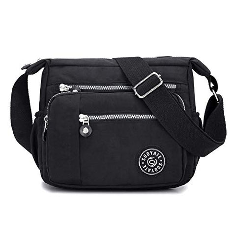 Gelory Womens Cross Body Bag Casual Shoulder Bag Handbag Multi Pocket Messenger for Shopping Daily Use(Black) Gelory Womens Cross Body Bag Casual Shoulder Bag Handbag Multi Pocket Messenger for Shopping Daily Use(Black)