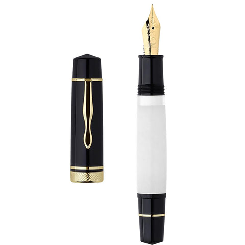 erofa Majohn P139 Piston Fountain Pen Extra Fine Nib with Box, Brass Piston System Large Capacity Resin Writing Pen, Black White erofa Majohn P139 Piston Fountain Pen Extra Fine Nib with Box, Brass Piston System Large Capacity Resin Writing Pen, Black White