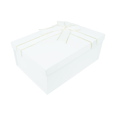 White Gift Boxes with Lids and Fixed Ribbon Bow Tie, 225x160x85 mm Small Gift Boxes for Presents, Luxury Sturdy Foldable Cardboard Box with Lids (Pack of 1) White Gift Boxes with Lids and Fixed Ribbon Bow Tie, 225x160x85 mm Small Gift Boxes for Presents, Luxury Sturdy Foldable Cardboard Box with Lids (Pack of 1)