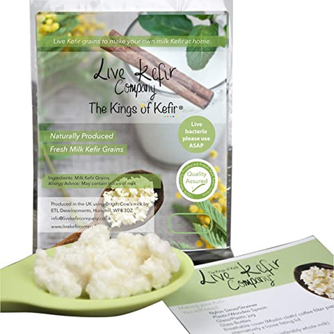 Live Kefir Company, Live Milk Kefir Grains. UK Starter Culture, Complete with Instructions. 5g Live Kefir Company, Live Milk Kefir Grains. UK Starter Culture, Complete with Instructions. 5g