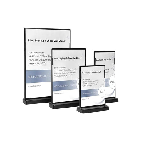 ECKEK ABS Plastic Sign Holder?Menu Displays T Shape Sign Stand (Vertical Black A6 105×148mm/4.13×5.83 inches) ECKEK ABS Plastic Sign Holder?Menu Displays T Shape Sign Stand (Vertical Black A6 105×148mm/4.13×5.83 inches)