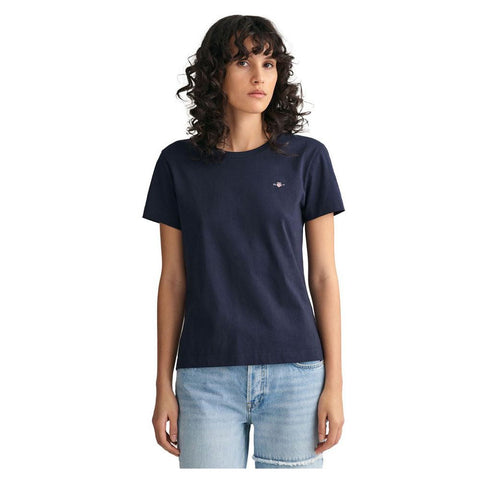 GANT Women's Reg Shield Ss T-shirt T-Shirt , Evening Blue,S GANT Women's Reg Shield Ss T-shirt T-Shirt , Evening Blue,S