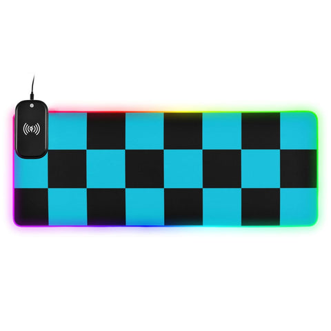 Checkboard Black Blue Plaid Wireless Charging Mouse Pad for Mobile Phone Extra Large Gaming Mousepad with 13 Lighting Modes Mouse Mat for Office Home Gaming MacBook PC Laptop Desk Checkboard Black Blue Plaid Wireless Charging Mouse Pad for Mobile Phone Extra Large Gaming Mousepad with 13 Lighting Modes Mouse Mat for Office Home Gaming MacBook PC Laptop Desk