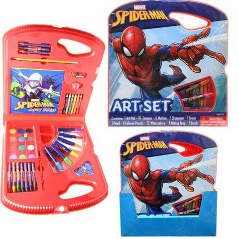 Spiderman Art Set with Watercolors, Markers, Colored Pencils and Carrying Case Spiderman Art Set with Watercolors, Markers, Colored Pencils and Carrying Case
