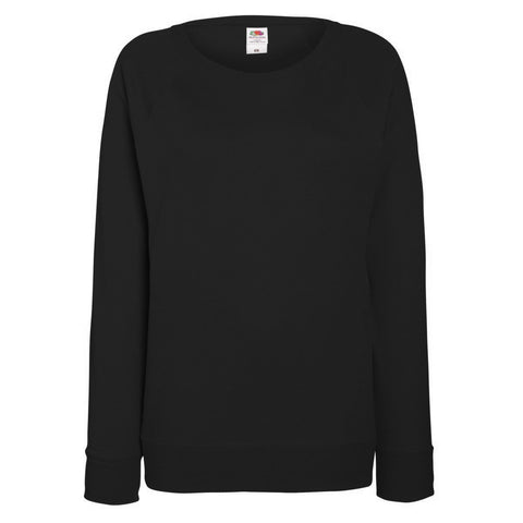 Fruit of the Loom Ladies Fitted Lightweight Raglan Sweatshirt (240 GSM) (S) (Black)
