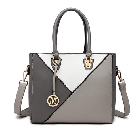 Miss Lulu Handbag Leather Look Geometric Ombre Shoulder Bag (Grey) Miss Lulu Handbag Leather Look Geometric Ombre Shoulder Bag (Grey)