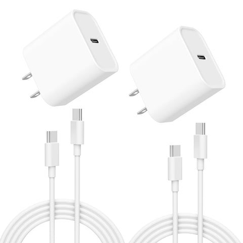 Phone 15 Charger [MFi Certified] 2 Pack 20W USB C Fast Wall Charger Block with 2 Pack 6 FT USB-C to C Cable for iPhone 15/iPad Series, Galaxy, AirPods Pro