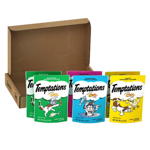 TEMPTATIONS Classic Crunchy and Soft Cat Treats Feline Favorites Variety Pack, (6) 3 oz. Pouches TEMPTATIONS Classic Crunchy and Soft Cat Treats Feline Favorites Variety Pack, (6) 3 oz. Pouches