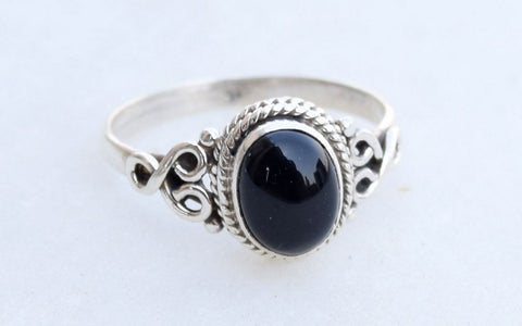 Black Onyx Stone Ring 925 Sterling Silver Statement Ring For Women Handmade Rings Gemstone Christmas Promise Ring Size US 8 Gift For Her