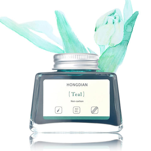 Hongdian Fountain Pen Bottled Ink Teal Color, 60ml Non Carbon Inkwell Bottle, Artist Calligraphy Ink Hongdian Fountain Pen Bottled Ink Teal Color, 60ml Non Carbon Inkwell Bottle, Artist Calligraphy Ink