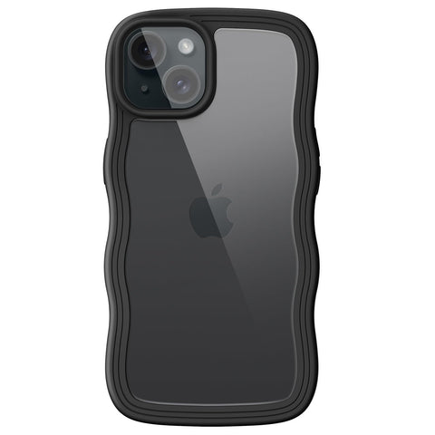 JETech Cute Case for iPhone 15 6.1-Inch, Wave Frame Curly Shape Shockproof Phone Cover for Women and Girls, Clear Hard PC Back (Black) JETech Cute Case for iPhone 15 6.1-Inch, Wave Frame Curly Shape Shockproof Phone Cover for Women and Girls, Clear Hard PC Back (Black)