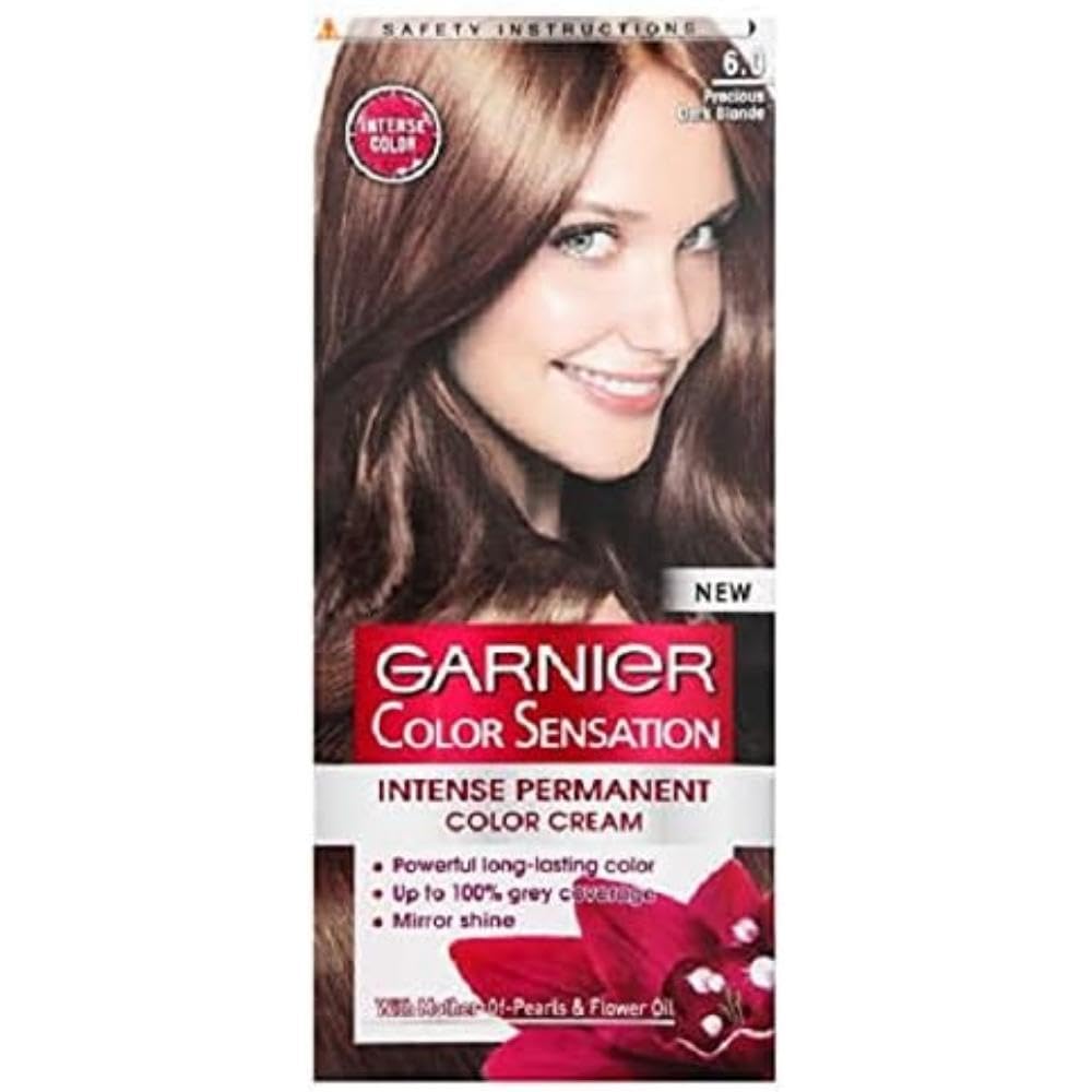 Garnier Color Sensation Blonde Hair Dye Permanent 6.0 Precious Dark Blonde (Packaging may vary)