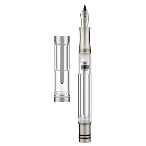Asvine V200 Titanium Fountain Pen Vacuum Filling, Bock Broad Nib Clear Transparent Acrylic Smooth Writing Pen Case Set Asvine V200 Titanium Fountain Pen Vacuum Filling, Bock Broad Nib Clear Transparent Acrylic Smooth Writing Pen Case Set