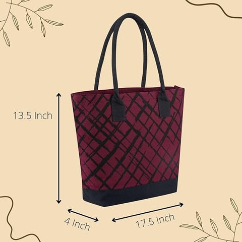 earthsave Handbag for Women | Canvas Tote Bag for Women With Zip | Handbag for Office & College | Printed Canvas Travel Bags For Women | Vegan Bag
