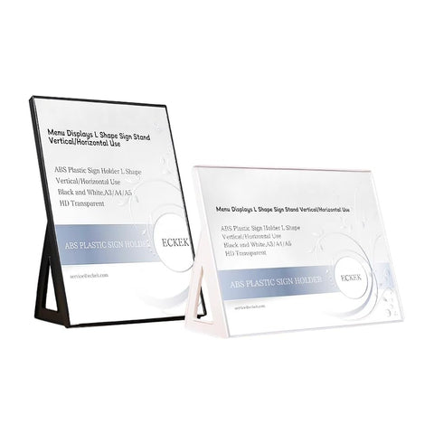 ECKEK ABS Plastic Sign Holder?Menu Displays L Shape Sign Stand Vertical/Horizontal Use (Black A3 297×420mm/11.69×16.54inches) ECKEK ABS Plastic Sign Holder?Menu Displays L Shape Sign Stand Vertical/Horizontal Use (Black A3 297×420mm/11.69×16.54inches)