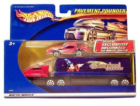 Mattel Hot Wheels - Disneyland Resort Pavement Pounder Transport Tractor/Trailer Rig and Exclusive Car Mattel Hot Wheels - Disneyland Resort Pavement Pounder Transport Tractor/Trailer Rig and Exclusive Car