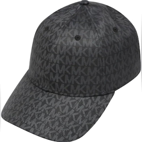 Michael Kors MK Logo Signature Hat Black MK Gray Logo Print Stretch Cotton Baseball Cap Michael Kors MK Logo Signature Hat Black MK Gray Logo Print Stretch Cotton Baseball Cap