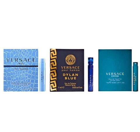 VERSACE for Men Fragrance Sample Trio - Pour Homme, Man Eau Fraiche, & Eros VERSACE for Men Fragrance Sample Trio - Pour Homme, Man Eau Fraiche, & Eros