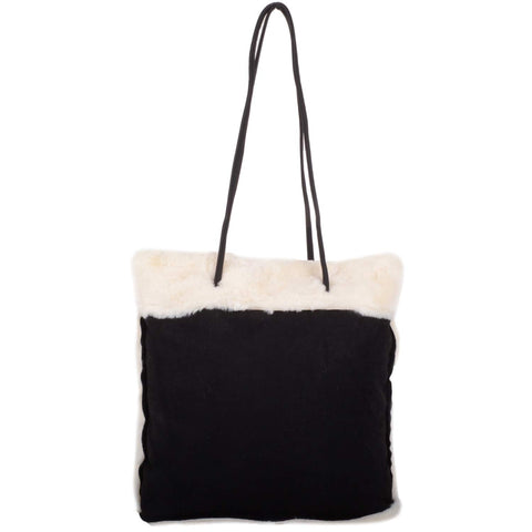 Valita Womens Large Faux Sheepskin Tote/Handbag/Shoulder Bag - Black Valita Womens Large Faux Sheepskin Tote/Handbag/Shoulder Bag - Black