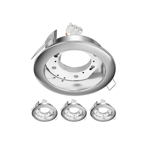 ledscom.de 4 pcs. recessed Ceiling Light ZOBE II, Stainless Steel matt, Round, 107mm Ø, 1x GX53 max. 25W ledscom.de 4 pcs. recessed Ceiling Light ZOBE II, Stainless Steel matt, Round, 107mm Ø, 1x GX53 max. 25W