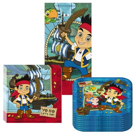Jake & the Neverland Pirates Party Suppiles Pack Including Plates, Napkins and Tablecover- 8 Guests Jake & the Neverland Pirates Party Suppiles Pack Including Plates, Napkins and Tablecover- 8 Guests