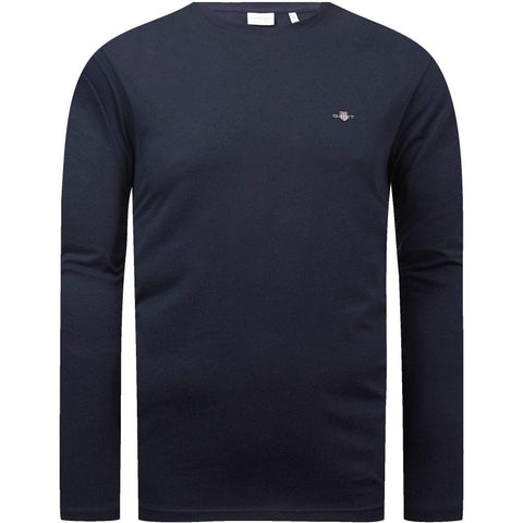 GANT Men's Reg Shield LS T-Shirt, Evening Blue, XS GANT Men's Reg Shield LS T-Shirt, Evening Blue, XS