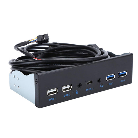 Extra USB Front Panel, USB Hub with 2-Port USB 3.0/2-Port USB 2.0/Audio Output/Microphone Input/USB C Port, Optical Drive 5.25-inch Panel Computer Expansion Board for Desktop Extra USB Front Panel, USB Hub with 2-Port USB 3.0/2-Port USB 2.0/Audio Output/Microphone Input/USB C Port, Optical Drive 5.25-inch Panel Computer Expansion Board for Desktop