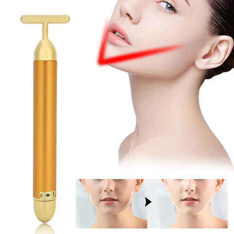 24K Gold Face Massage Stick Electric Face Slimming Massager, Lift and Firm Face Skin, V-Shape Face Massage Tool 24K Gold Face Massage Stick Electric Face Slimming Massager, Lift and Firm Face Skin, V-Shape Face Massage Tool