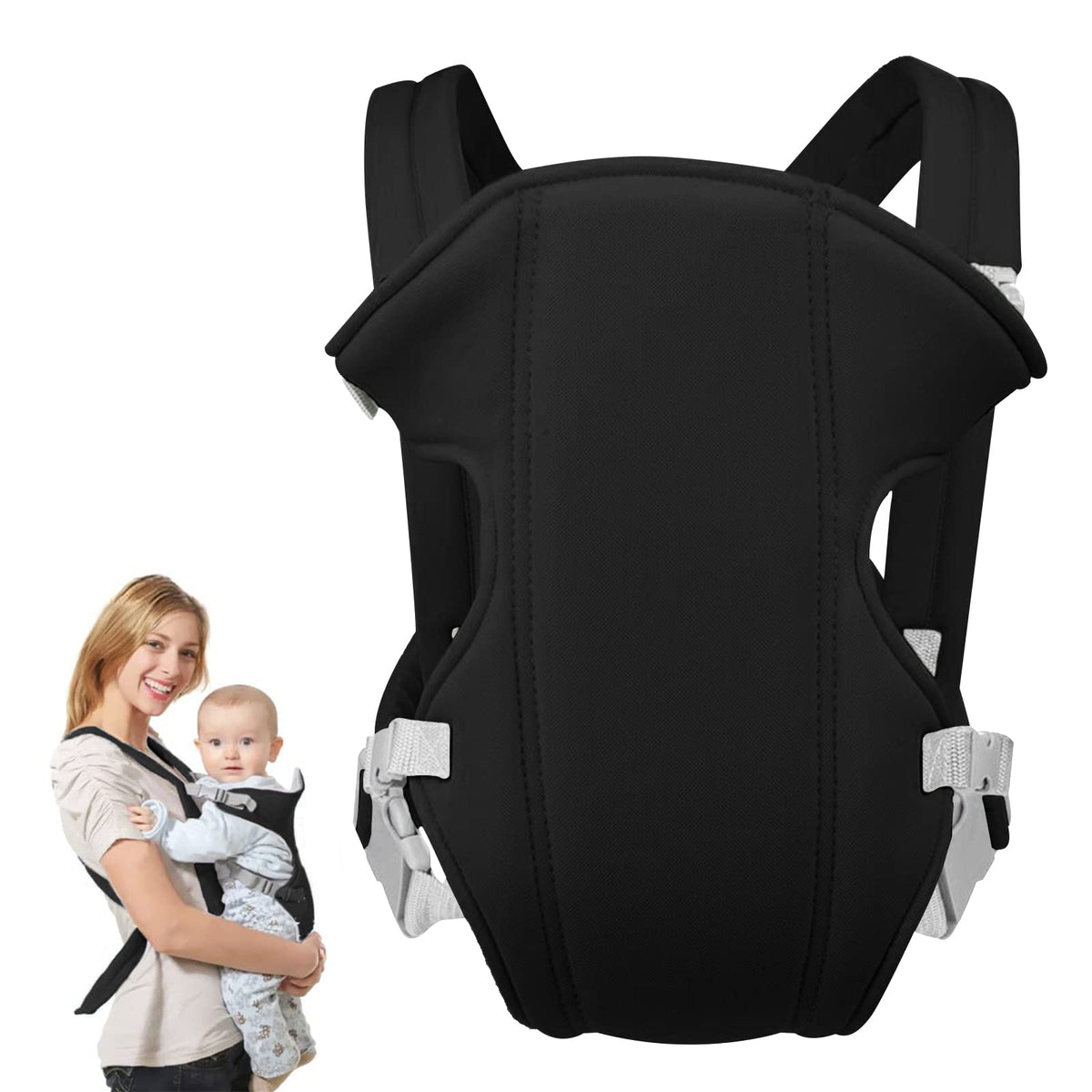 Baby Carrier,Xiuyer Baby Wrap Carrier,3-in-1 Front and Back Toddler Sling Carrier,Toddler Back Carrier for 3.5-15 Kg,Adjustable Baby Carrier Backpack,Black Baby Carriers