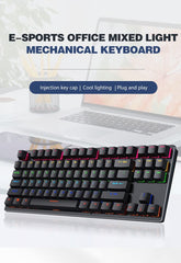 87 Keys Gaming Mechanical Keyboard ?Full-Size Wired Office Design Ergonomics Keyboard, USB Plug-and-Play Punk Gaming Real Mechanical Keyboard for PC Laptop (Color : Blackwhite Red-Shaft)