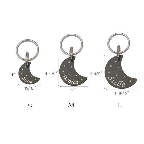Anavia Starry Sky Theme Pet ID Tags in Half Moon & Star Shape, Personalized Dog Name Tag Cat Tag, Glossy Stainless Steel Gold Plated Black Rainbow Dog Collar Tag (Small, Moon Shape, Rainbow)