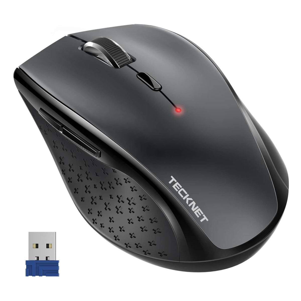 TECKNET Wireless Mouse, 2.4G USB Computer Mouse with 6-Level Adjustable 3200 DPI, 30 Months Battery, Ergonomic Grips, 6 Buttons Portable for PC, Chromebook, Mac - Grey