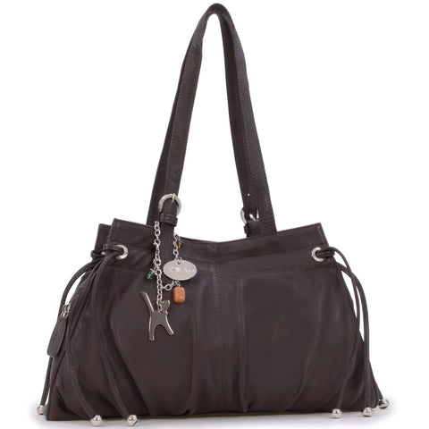 Catwalk Collection Handbags - Women's Leather Shoulder Bag - ALICE - Brown Catwalk Collection Handbags - Women's Leather Shoulder Bag - ALICE - Brown