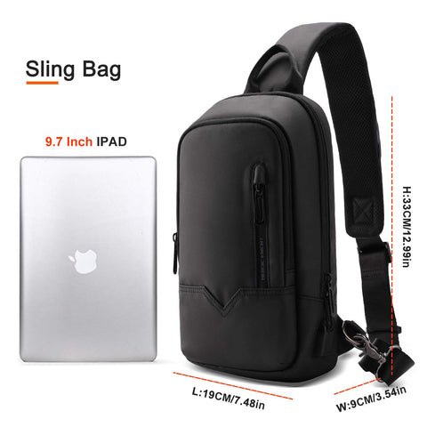 Mens Sling Bag, Unisex Chest Bag Crossbody Casual Shoulder Bag Diagonal bag Handbag Gym Daypack Water-Resistant with USB Charging Port Messenger Bag for Outdoor Sport Travel Casual Office-Black Mens Sling Bag, Unisex Chest Bag Crossbody Casual Shoulder Bag Diagonal bag Handbag Gym Daypack Water-Resistant with USB Charging Port Messenger Bag for Outdoor Sport Travel Casual Office-Black