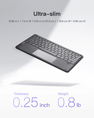 Inateck Bluetooth Keyboard with Touchpad, Ultra-Light&Silm Tablet Keyboard Wireless, Compatible with Windows, iPadOS, Android, and iOS, KB01103