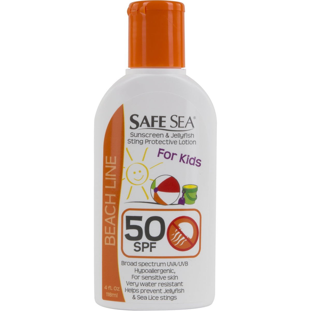 Safe Sea Anti-jellyfish Sting Protective Lotion - Sunscreen - Sunblock - Sea Lice - Jelly Fish (SPF50 Kids, 120ml Bottle), SPF50 Kids, 120ml Bottle