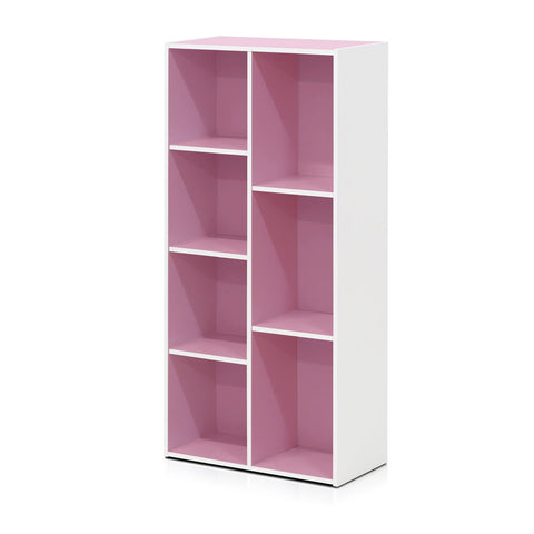 Furinno Luder 7-Cube Reversible Open Shelf, White/Pink Furinno Luder 7-Cube Reversible Open Shelf, White/Pink