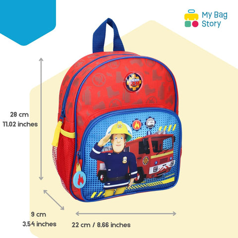 mybagstory - Backpack - 2 Piece Set - Set - Fireman Sam - Red - Child - School - Kindergarten - Primary - School Bag - Boy - Size 29 cm - Adjustable Straps - Gift Idea + Pencil Case, Red, 29 cm