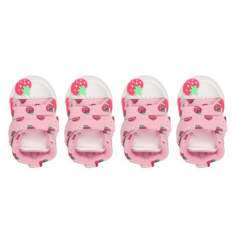 JOROBURO Dog Shoes, Breathable Canvas Cute Strawberry Dog Boots, Comfortable Slip Resistant Dog Boots Paw Protectors with Breathable Rubber Sole for Small Medium Large Dogs(Model 2) JOROBURO Dog Shoes, Breathable Canvas Cute Strawberry Dog Boots, Comfortable Slip Resistant Dog Boots Paw Protectors with Breathable Rubber Sole for Small Medium Large Dogs(Model 2)