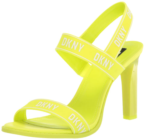 DKNY Women's Logo Slingback Open Toe Heel Heeled Sandal, Zest/WHT, 7.5 DKNY Women's Logo Slingback Open Toe Heel Heeled Sandal, Zest/WHT, 7.5