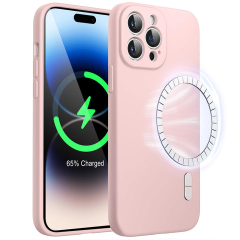 JETech Magnetic Silicone Case for iPhone 14 Pro Max 6.7-Inch, Compatible with MagSafe, Phone Cover with Camera Lens Full Protection (Pink) JETech Magnetic Silicone Case for iPhone 14 Pro Max 6.7-Inch, Compatible with MagSafe, Phone Cover with Camera Lens Full Protection (Pink)