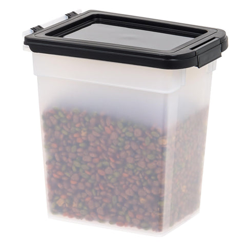 IRIS USA 10 Lbs / 12.75 Qt WeatherPro Airtight Pet Food Storage Container, for Dog Cat Bird and Other Pet Food Storage Bin, Keep Fresh, Translucent Body, BPA Free, Clear/Black IRIS USA 10 Lbs / 12.75 Qt WeatherPro Airtight Pet Food Storage Container, for Dog Cat Bird and Other Pet Food Storage Bin, Keep Fresh, Translucent Body, BPA Free, Clear/Black