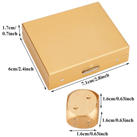 5pcs Table Game Dice, Aluminium Alloy Table Game Poker Games Dices Set with Storage Box for Table Games Poker Monopoly(Gold- Box) 5pcs Table Game Dice, Aluminium Alloy Table Game Poker Games Dices Set with Storage Box for Table Games Poker Monopoly(Gold- Box)