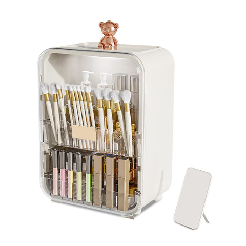 Ergocar Portable Pink Bear Series Multi-Function Make Up Case Dustproof Cosmetic Storage Box, Cosmetics Skin Care Products Jewelry Organizer Case Lipstick Box With LED Light - White Ergocar Portable Pink Bear Series Multi-Function Make Up Case Dustproof Cosmetic Storage Box, Cosmetics Skin Care Products Jewelry Organizer Case Lipstick Box With LED Light - White