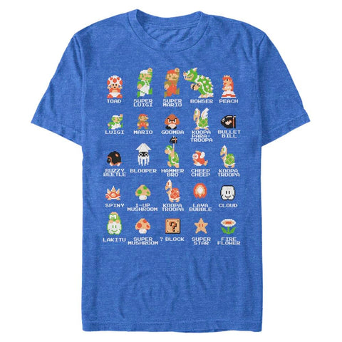 Nintendo Mens Pixel Cast T-Shirt, Roy Htr, X-Large US Nintendo Mens Pixel Cast T-Shirt, Roy Htr, X-Large US